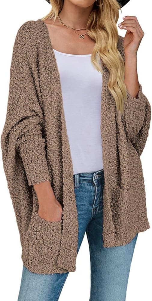 ZESICA Women's 2024 Fall Winter Popcorn Long Sleeve Open Front Chunky Knit Oversized Cardigan Swe... | Amazon (US)