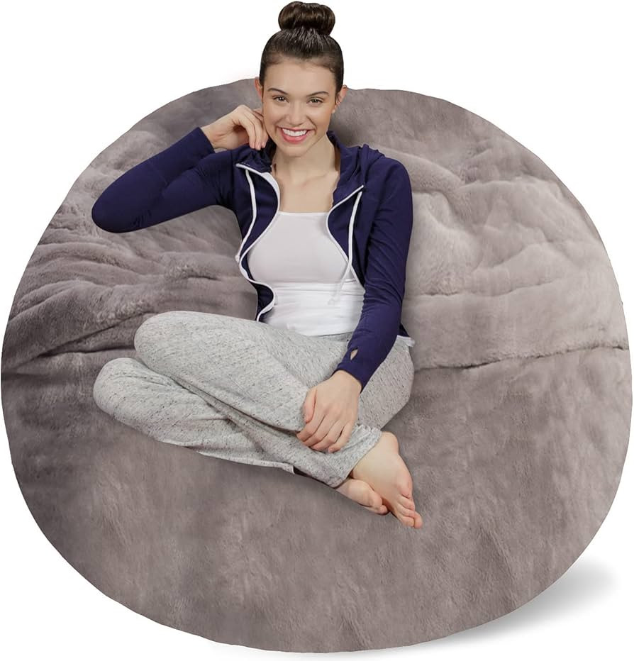 Sofa Sack Bean Bag Chair - Plush, Ultra Soft - Memory Foam Bean Bag Chair with Faux Rabbit Fur Co... | Amazon (US)