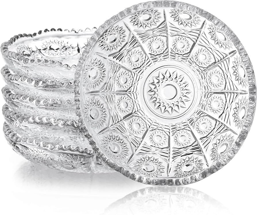 kanpura Set of 6 Clear Glass Plates 4 inch Glass Dessert Plates Mini Glass Plate Set for Appetize... | Amazon (US)