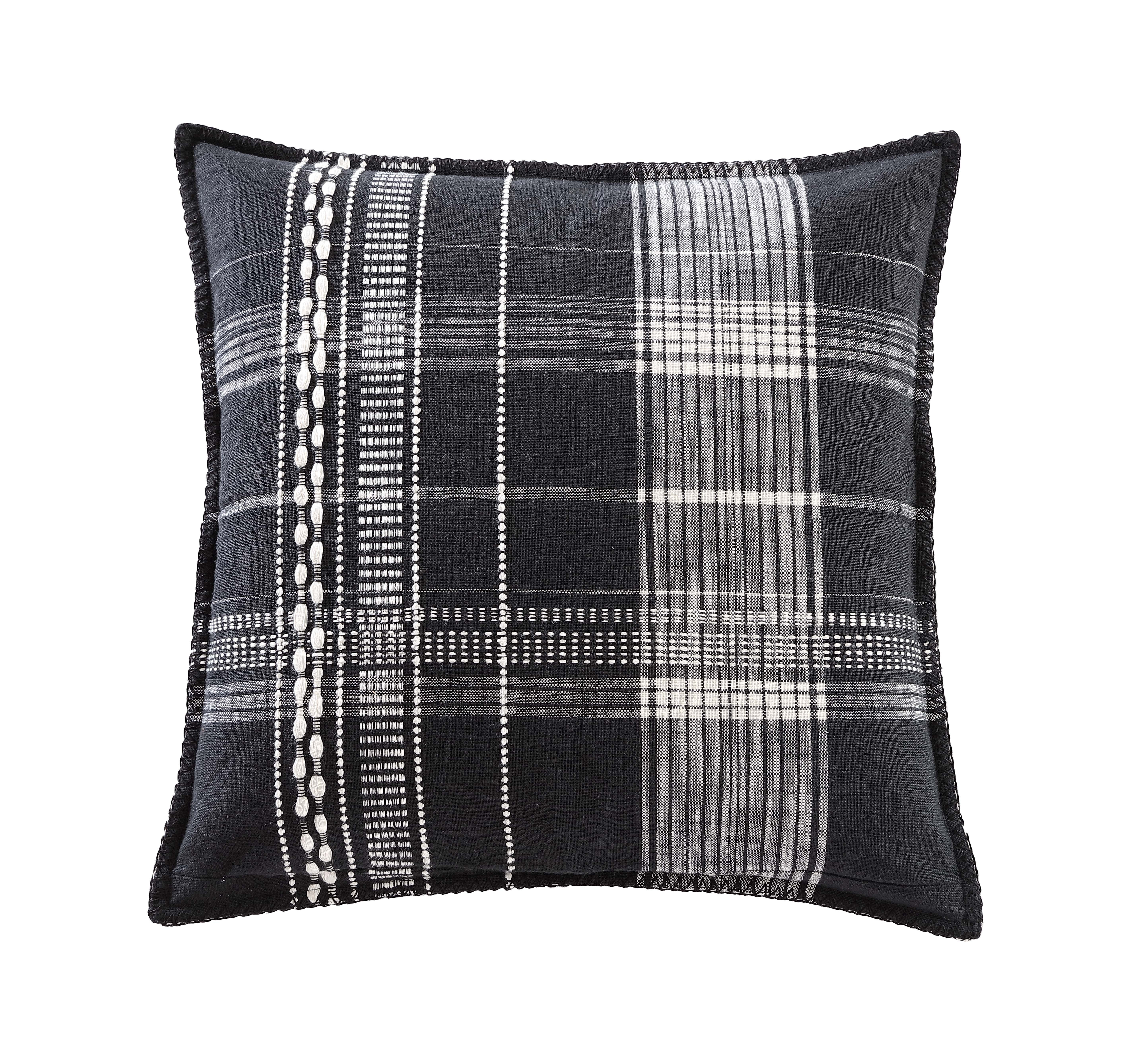 Better Homes & Gardens, Reversible Plaid Decorative Pillow, Square, Black/Ivory, 20'' x 20'', 1 P... | Walmart (US)