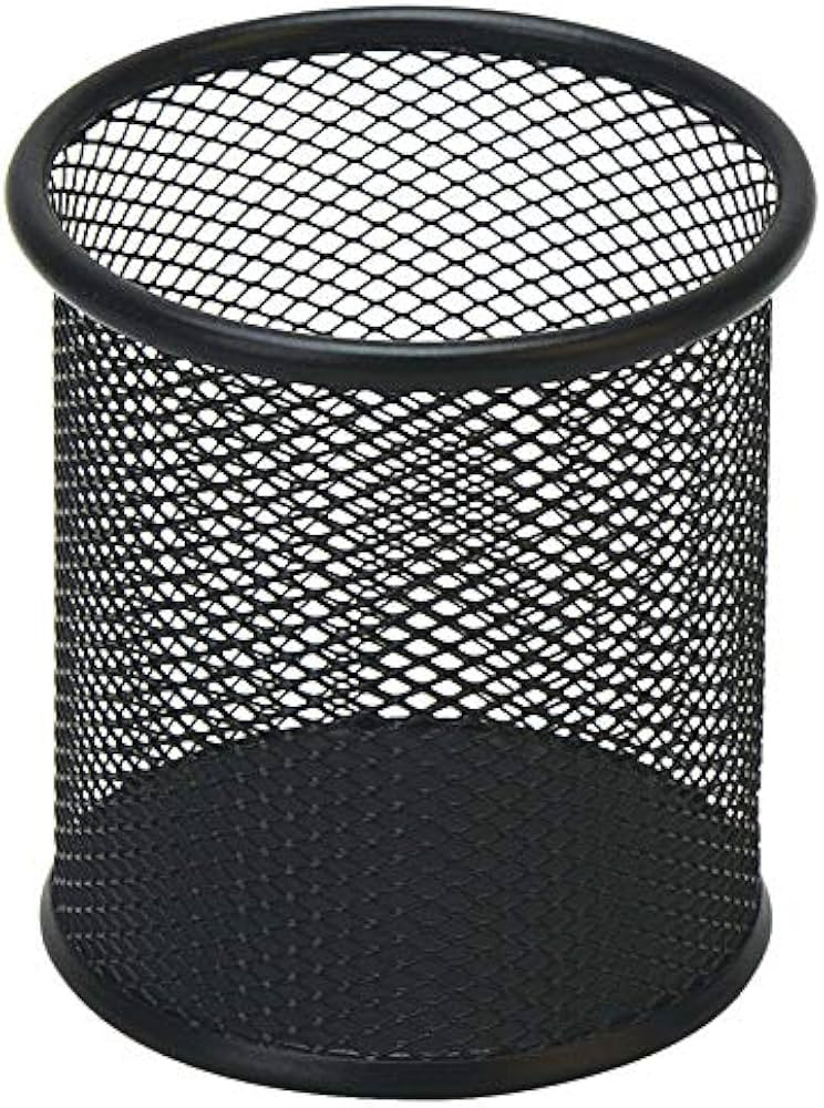 Black Pen Holder Cup for Desk, Black Wire Mesh Pencil Cup Holder for Desk Office Pen Organizer | Amazon (US)