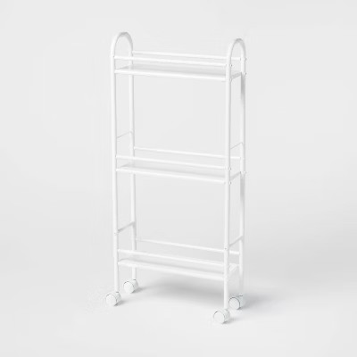 3 Shelf Narrow Metal Storage Cart White - Brightroom™ | Target