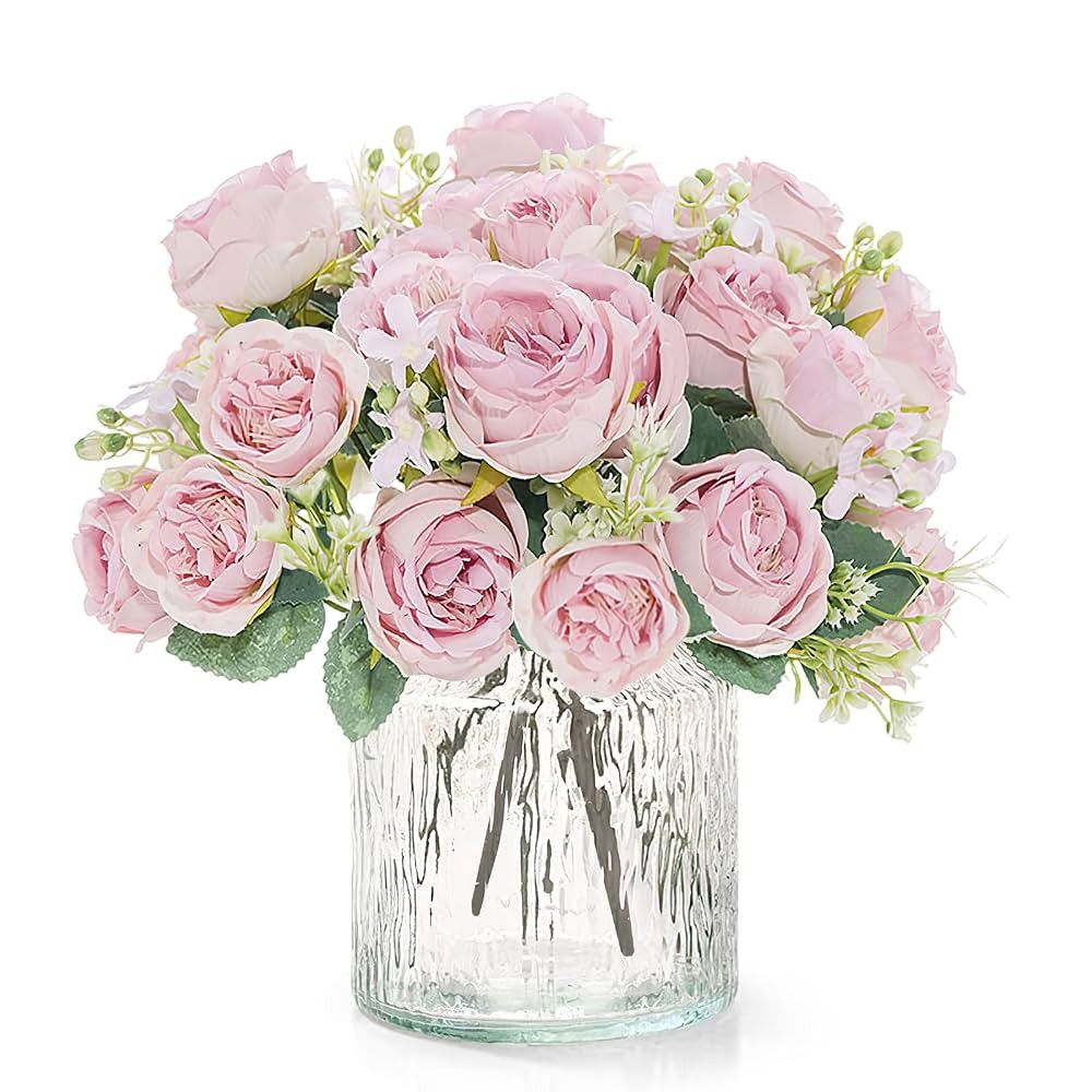 Peonies Artificial Flowers 2 Bundles Fake Peonies Silk Flowers Pink Flowers Indoor Faux Floral fo... | Amazon (US)