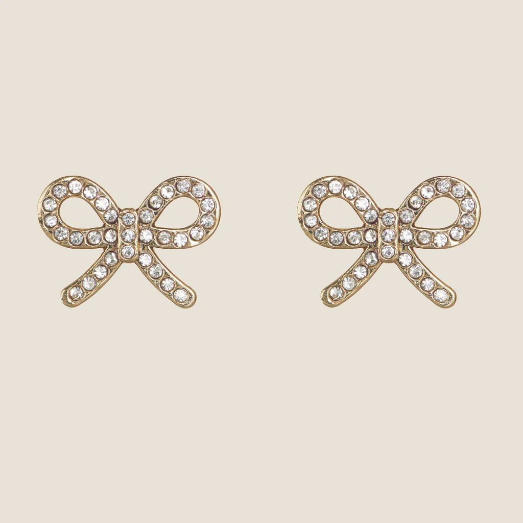 Crystal Bow Studs | Nickel and Suede