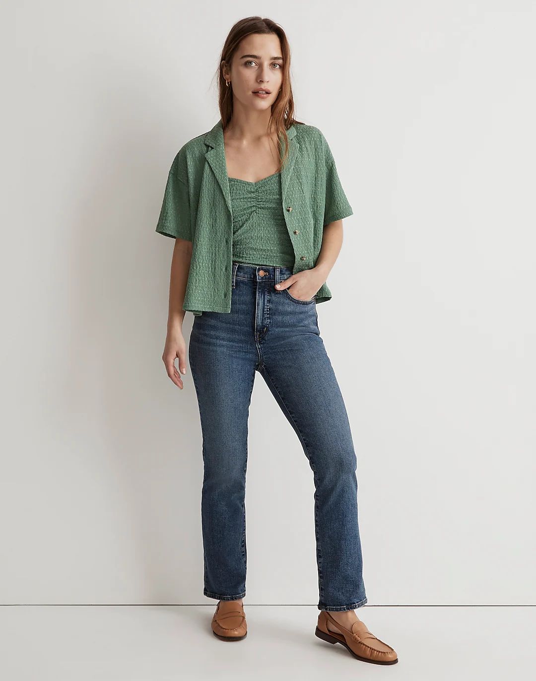 Crinkle-Knit Button-Front Top | Madewell