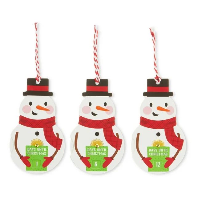 Christmas White Snowman Countdown 3 Count Gift Tags, by Holiday Time | Walmart (US)