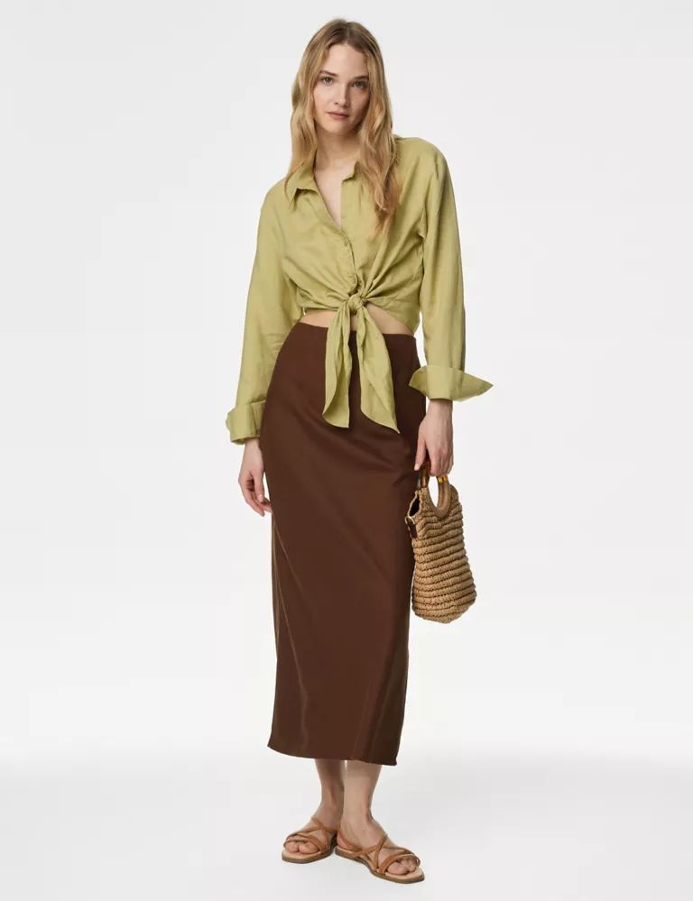 Linen Blend Midaxi Slip Skirt | Marks & Spencer (UK)