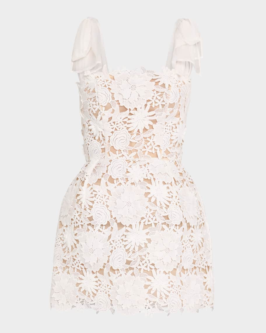 Bronx and Banco Maia Square-Neck Floral Lace Mini Dress | Neiman Marcus