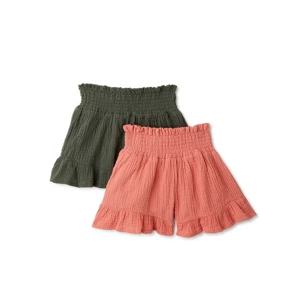 Wonder Nation Girls’ Ruffle Shorts, 2-Pack, Sizes 4-18 & Plus - Walmart.com | Walmart (US)