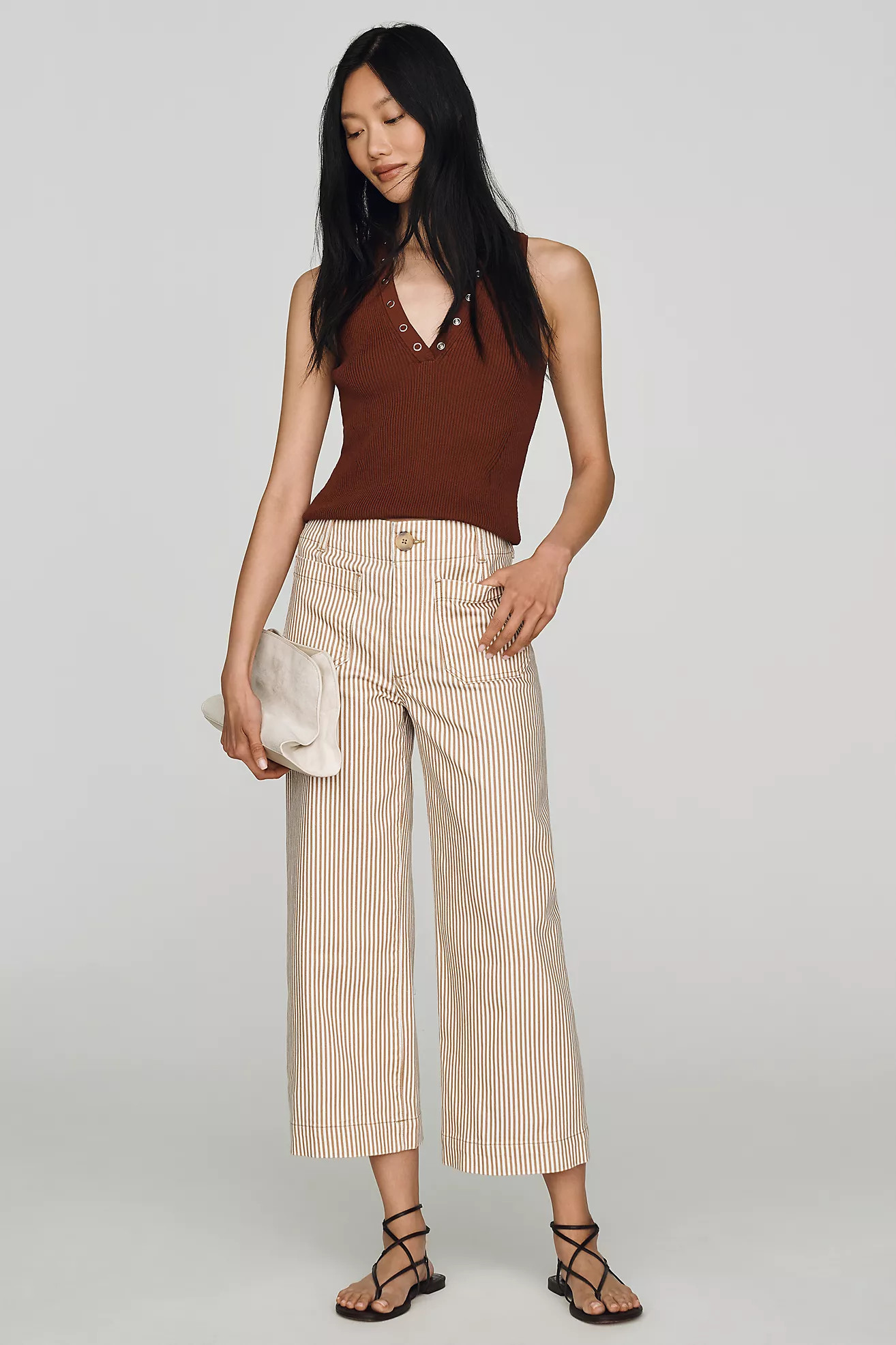 The Colette Striped Crop Wide-Leg Jeans by Maeve | Anthropologie (US)