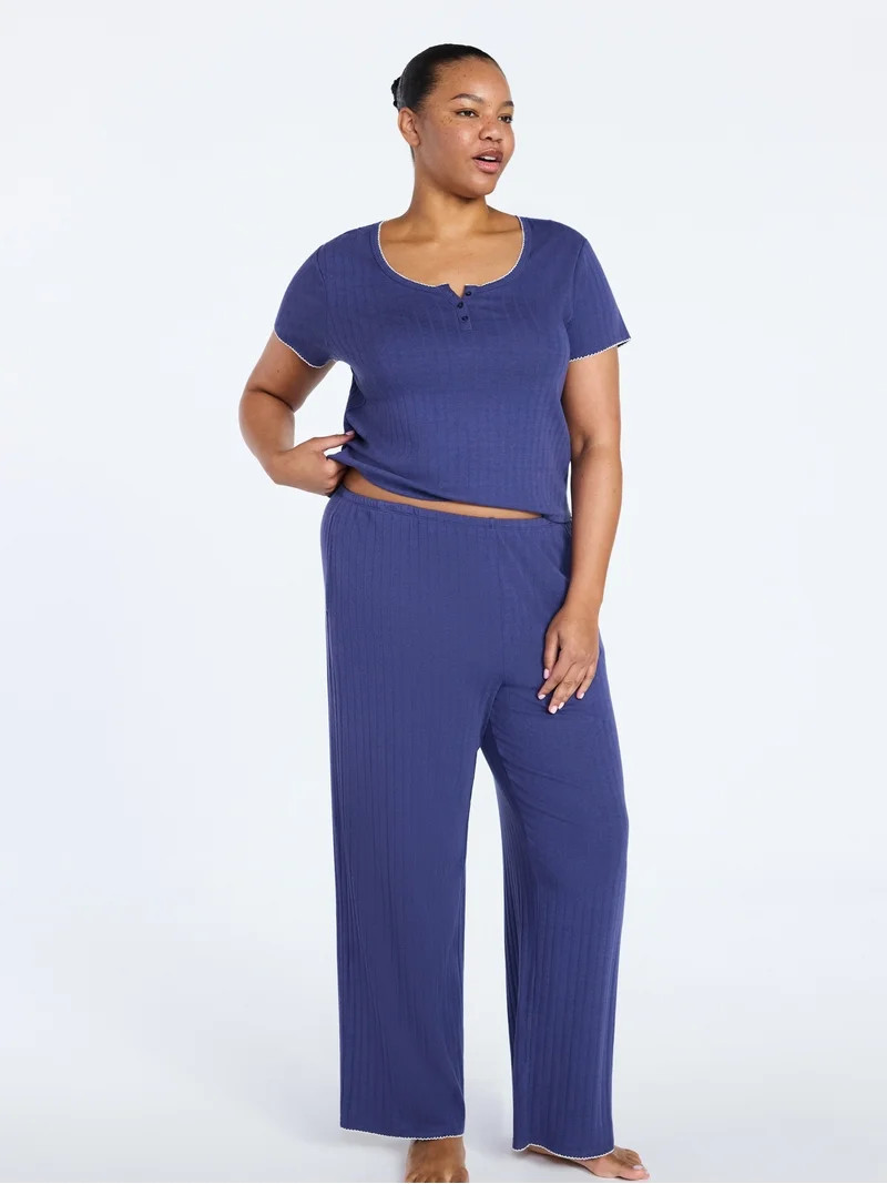 Joyspun Women’s Pointelle Knit Sleepwear Pants, 30'' Inseam, Sizes XS-3X | Walmart (US)