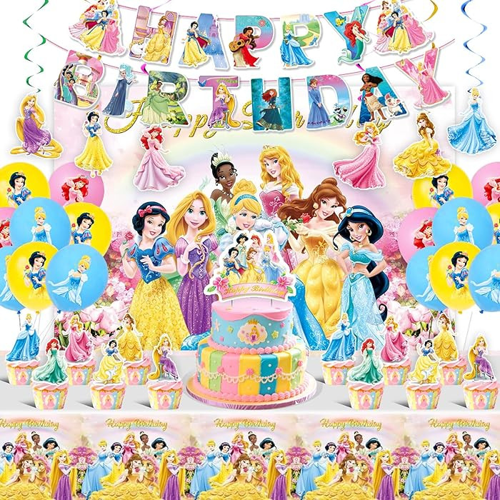 Princess Birthday Party Supplies, Party Decorations Set Include Banner, Backdrop, Balloons, Hangi... | Amazon (US)