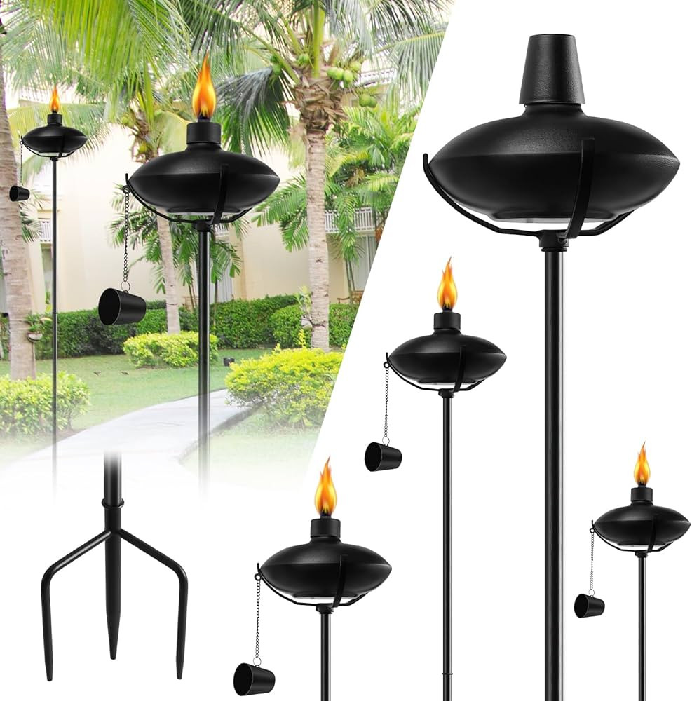 6 Pack Home Garden Torch, Outdoor Metal Torch Garden Décor,55-Inch Upgraded Citronella Torches w... | Amazon (US)
