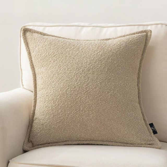 Phantoscope Terry Square Decorative Throw Pillow Cover, 20"x 20", Light Coffee, 1 Pack | Walmart (US)