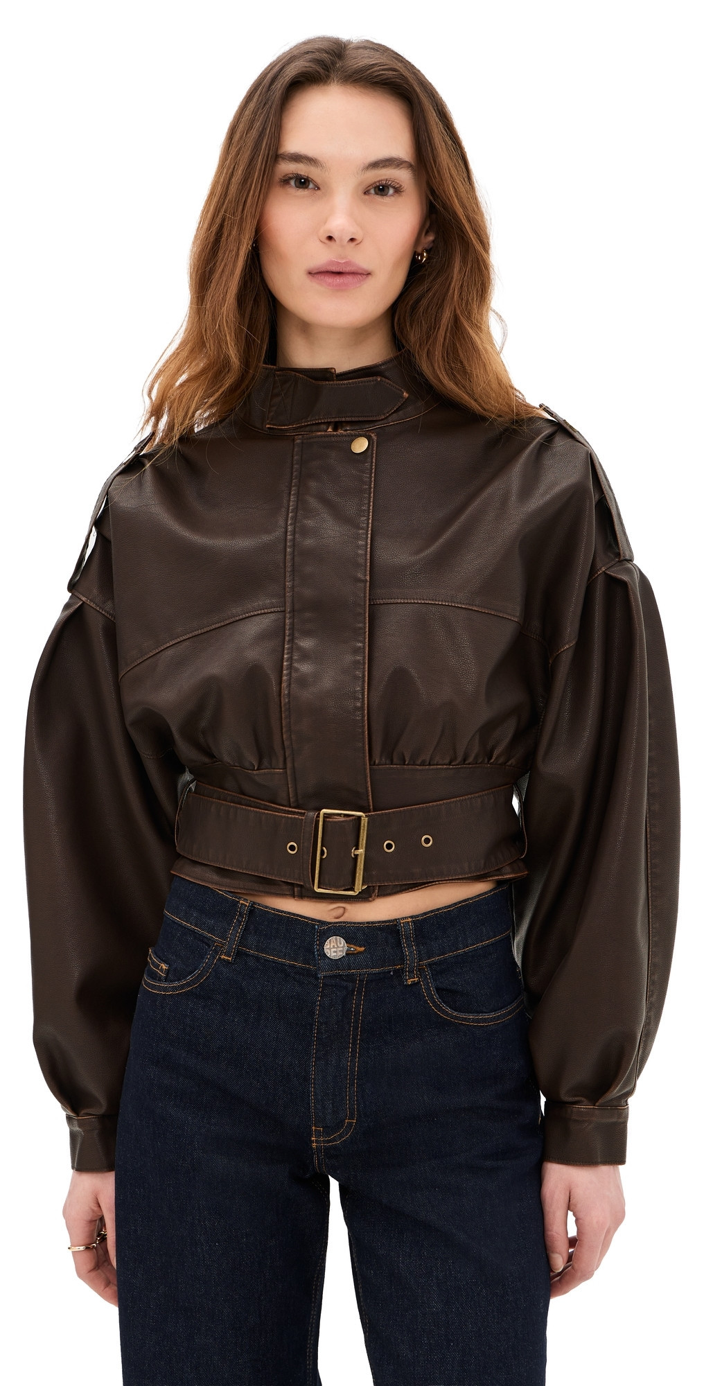 Lioness Gigi Faux Leather Bomber Jacket Chocolate L | Shopbop