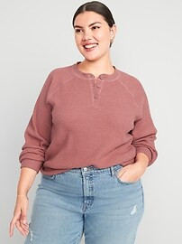 Waffle-Knit Henley Top for Women | Old Navy (US)