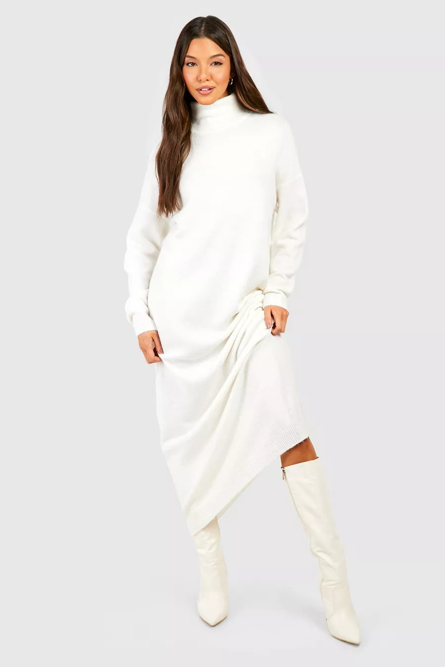 High Neck Soft Knit Midi Dress | boohoo (US & Canada)