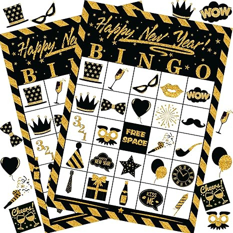 Joy Bang New Years Bingo Cards Games for Kids Adults, 24 Players for Family Friends Large Group, ... | Amazon (US)