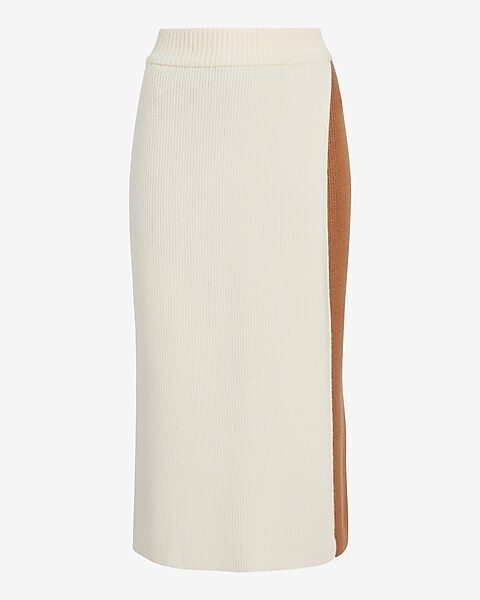 Color Block Overlap Midi Sweater Skirt | Express