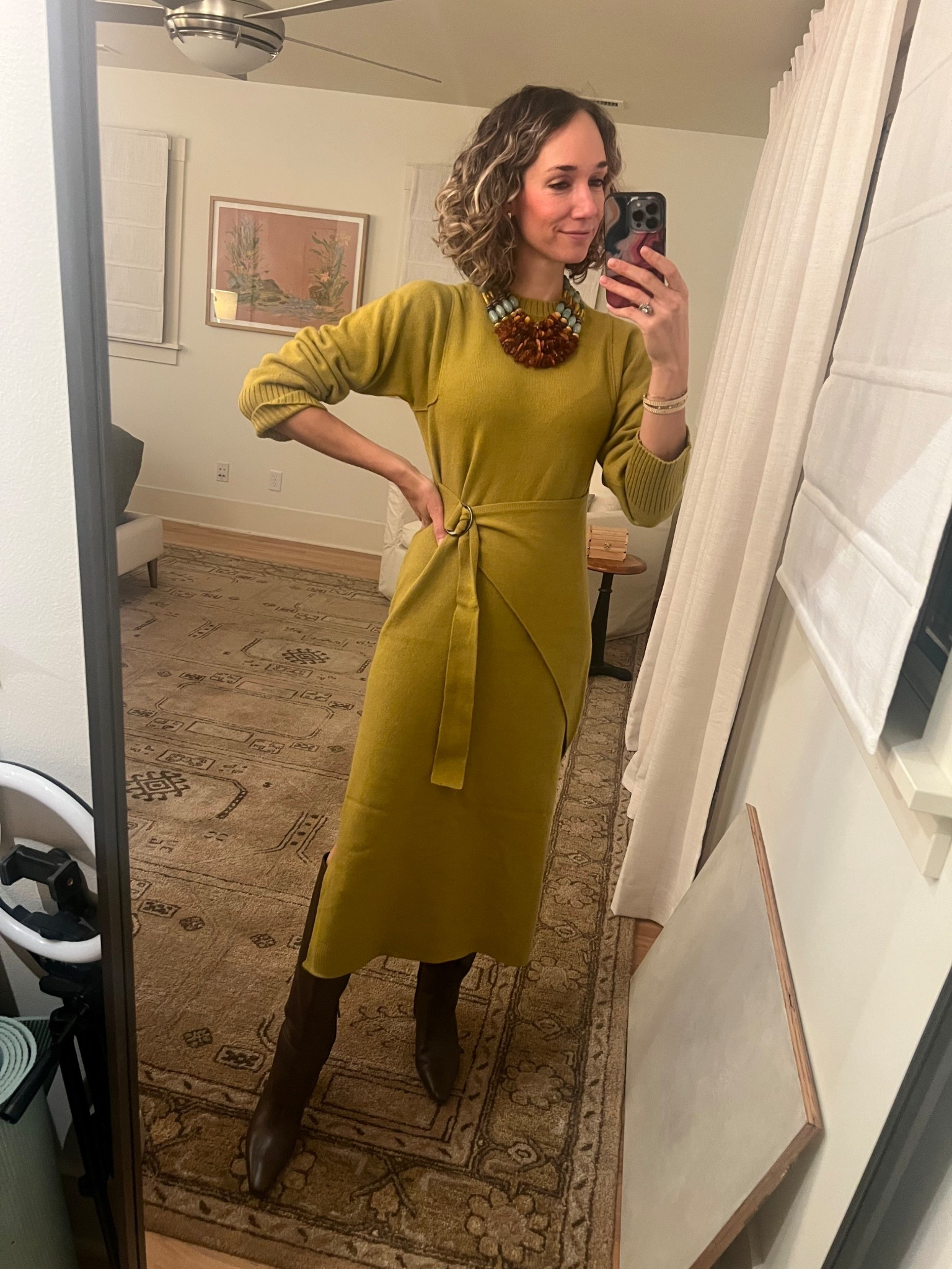 Date night outfit! Dress runs bug, I sized down, boots are TTS and shockingly comfortable for wearing all night  

#LTKCyberWeek #LTKHoliday #LTKGiftGuide