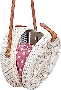 Rattan Bags for Women - Handmade Wicker Woven Purse Handbag Circle Boho Bag Bali | Amazon (US)