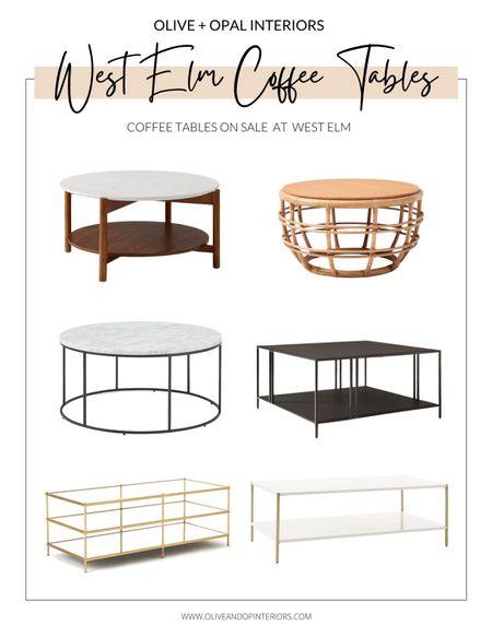 Check out this roundup of some of the coffee tables on sale at West Elm!
.
.
.
Round Coffee Table 
Square Coffee Table 
Rectangle Coffee Table 
Marble 
Bamboo
Glass
Black Metal
Gold Metal 
Antique Brass


#LTKhome #LTKstyletip #LTKsalealert