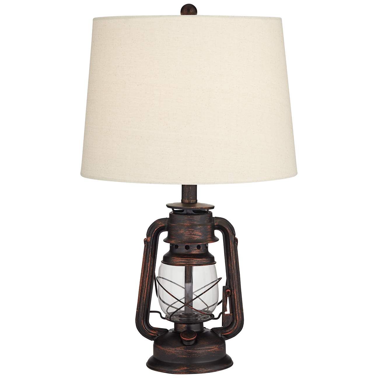 Murphy Red Bronze Miner Lantern Table Lamp with Table Top Dimmer | LampsPlus.com