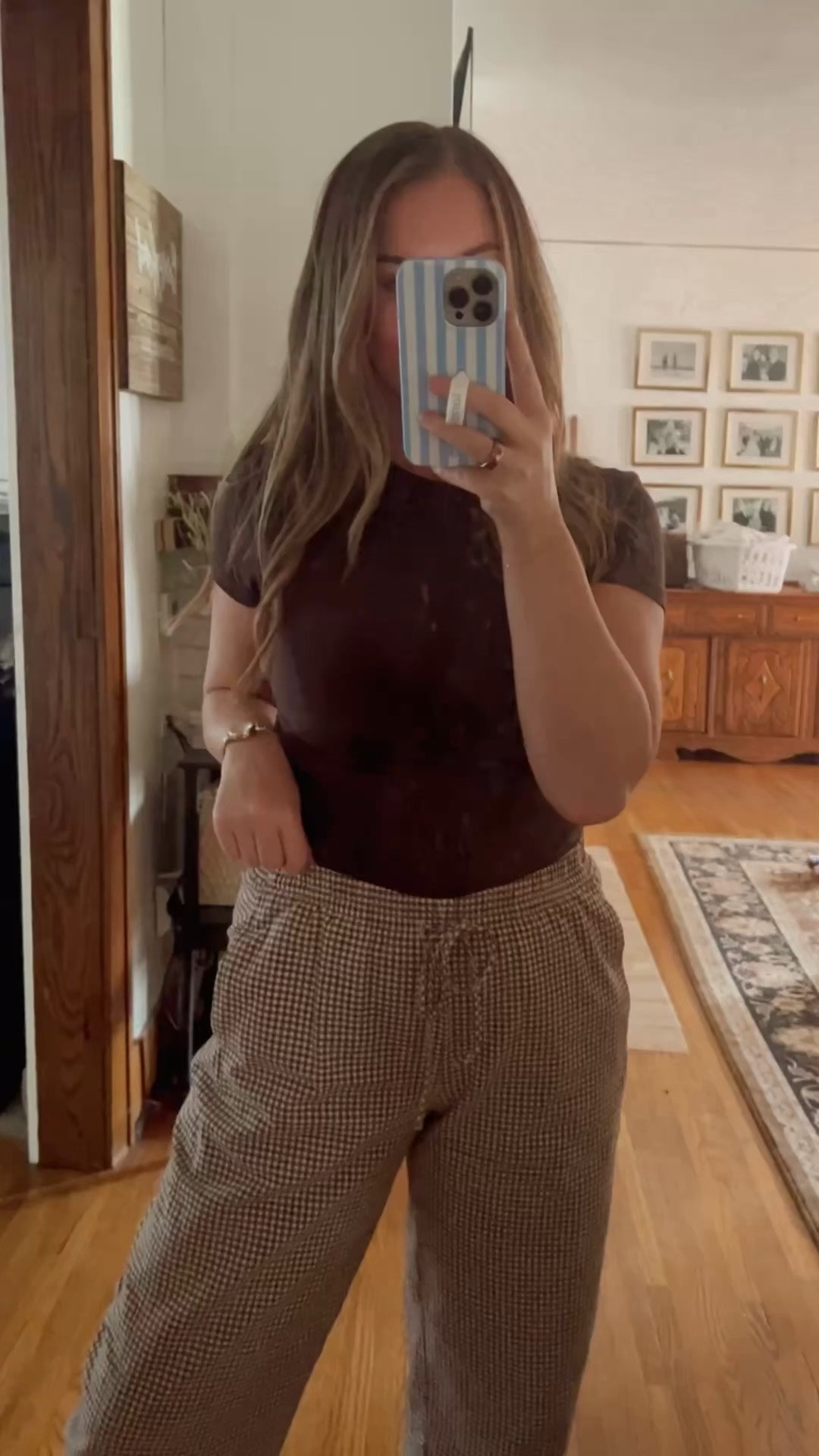 Plaid barrel pants for fall - run big size down; wearing (s) bottoms & (m) top 

#LTKFindsUnder50 #LTKFindsUnder100 #LTKStyleTip