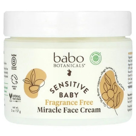 Babo Botanicals Sensitive Baby Miracle Face Cream Fragrance Free 2 oz (57 g) | Walmart (US)