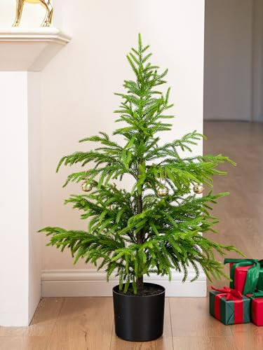 36’’ Norfolk Pine Tree Real Touch Artificial Small Christmas Tree with Pot for Front Porch for Outdoor Indoor Christmas Decor Holiday Decorations | Amazon (US)