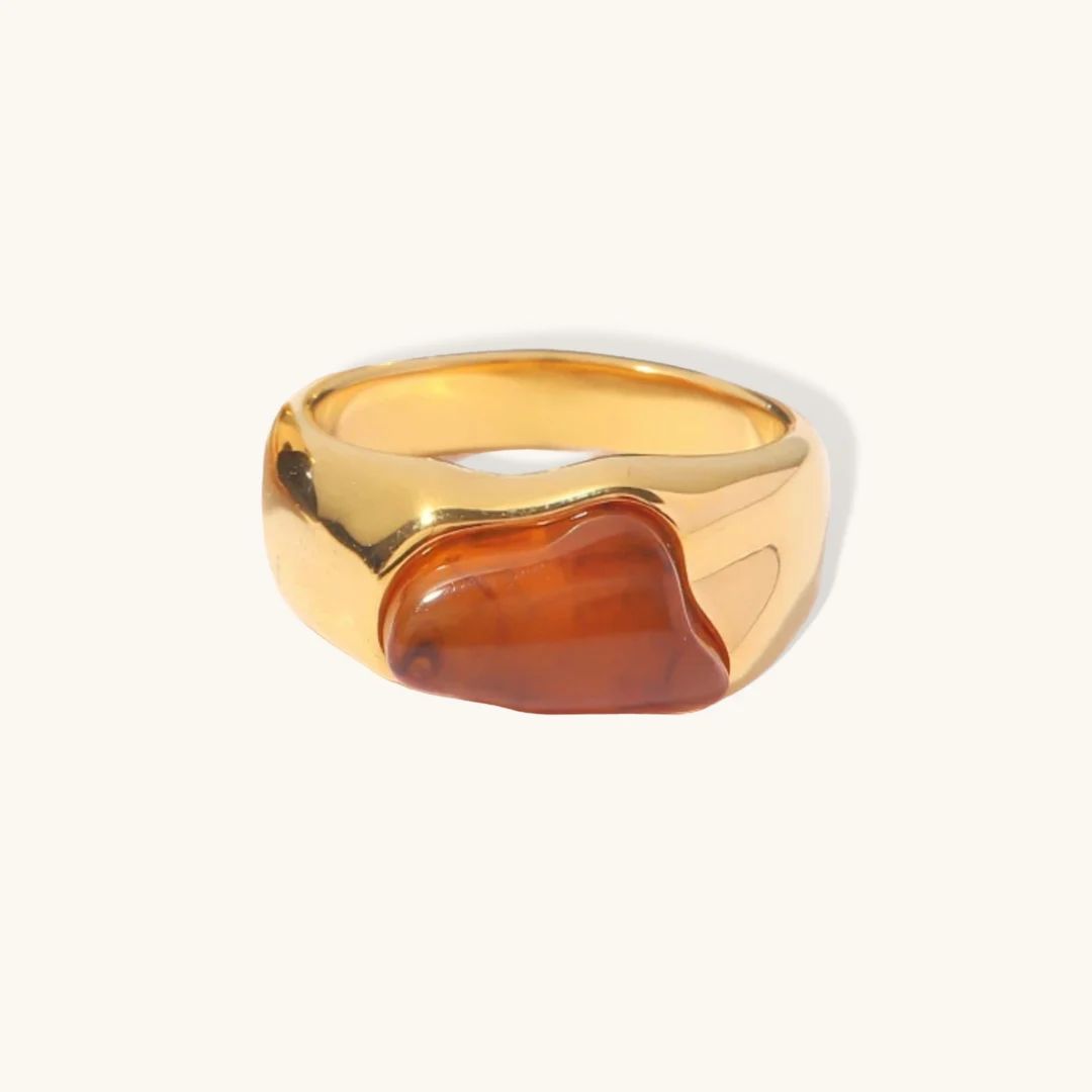 Gemstone Ring, Statement Ring Irregular Chunky Gemstone Ring, Amber Ring, 18k Gold Filled Ring, N... | Etsy (US)
