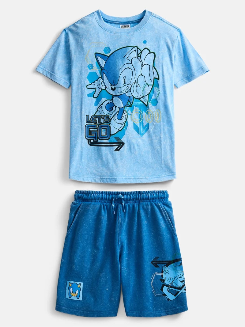 Sega Sonic the Hedgehog Boys Short Sleeve Graphic Tee and Short Set, 2 Piece, Sizes 4-16 | Walmart (US)