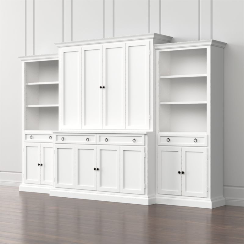 Cameo 4-Piece White Storage Bookcase Entertainment Center + Reviews | Crate & Barrel | Crate & Barrel