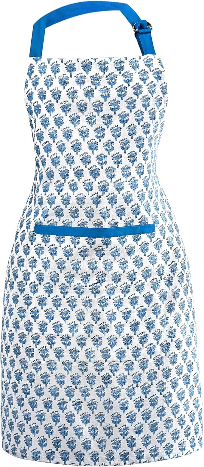 CPC Cotton Floral Kitchen Apron for women with Pocket and Adjustable Neck Ties. Apron for Women M... | Amazon (US)
