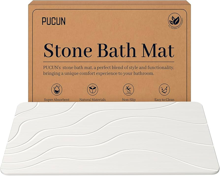 Stone Bath Mat Diatomaceous Earth Non-Slip Shower Mat,Quick Drying Diatomite Bath Stone Mat for B... | Amazon (US)