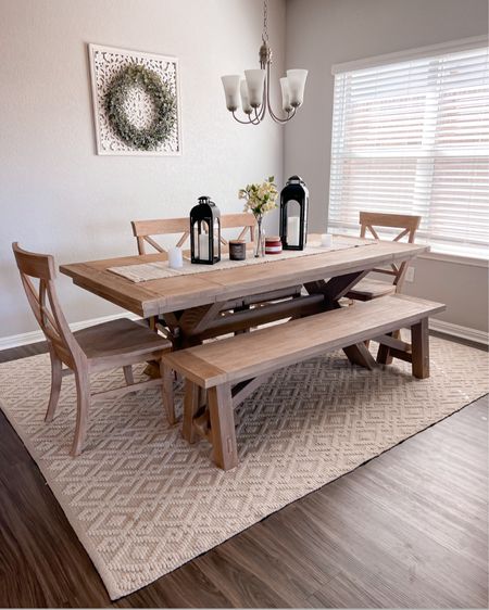 relinking our dining table set! the rug we have under it at the new house is sold out but it’s from RUGSUSA