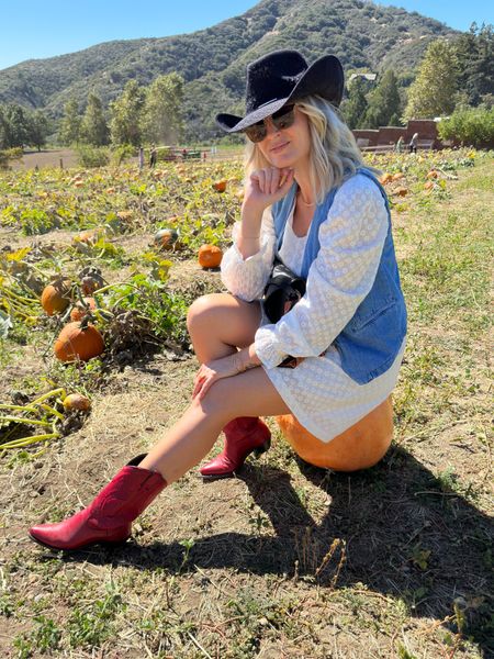 Apple picking in my coastal cowgirl western outfit. 
Dress and boots thrifted but I’ve tagged similar outfits.
Vest is from Zara. 

#LTKstyletip #LTKfindsunder100 #LTKover40