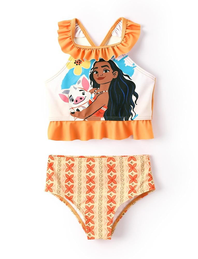 Disney Princess Toddler Girls Two Piece Tankini Top and Bow Tie Bikini Bottom Beach Swimwear Set | Amazon (US)