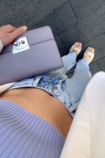 Street style, casual, easy outfit, everyday style, outfit inspiration, clean girl aesthetic, lilac outfit, straight leg jeans, beige flat sandals

#LTKfit #LTKstyletip