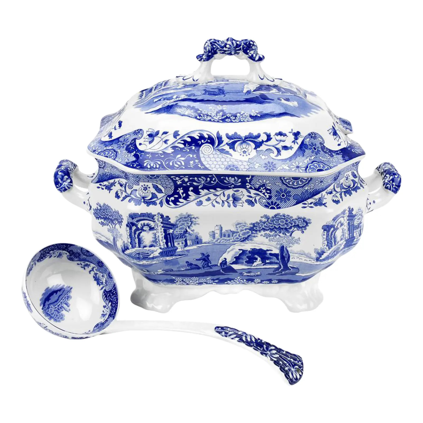 Spode Blue Italian Soup Tureen & Ladle | Chairish