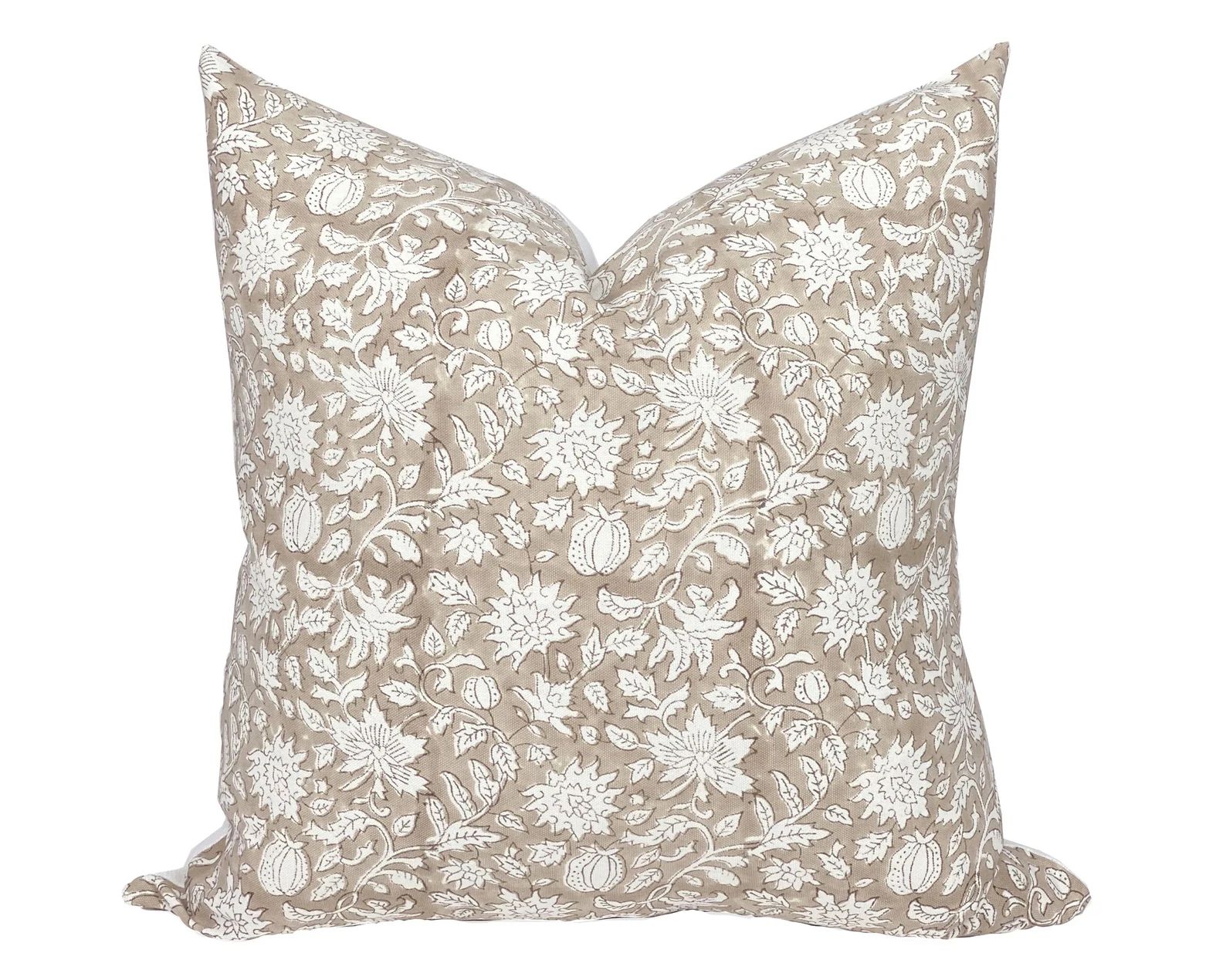 SANDSTONE Designer Sand Floral Linen Pillow Cover Block - Etsy | Etsy (US)