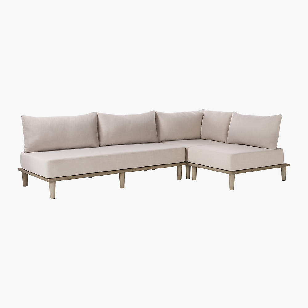Baixa 3-Piece Wood Modern Outdoor Sectional Sofa + Reviews | CB2 | CB2