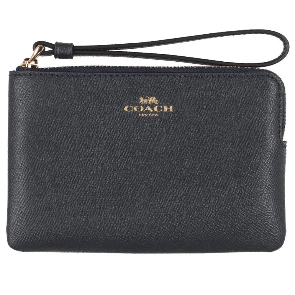 Coach Women's Small Corner Zip Crossgrain Leather Wristlet (Midnight) | Walmart (US)