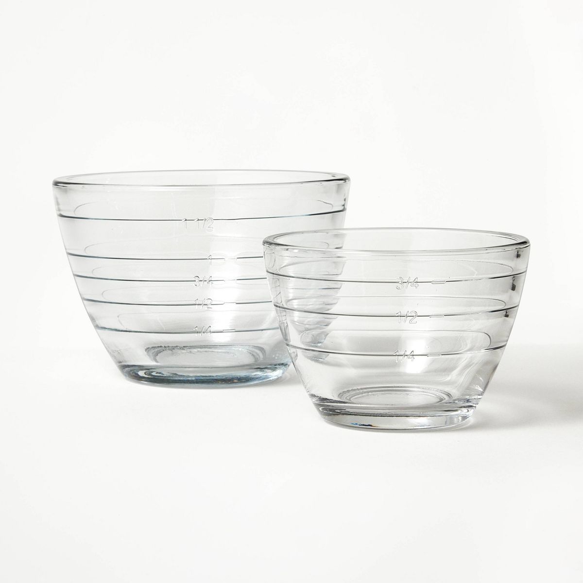 2pc (1 Cup & 2 Cup) Glass Prep Bowl Set with Measurement Lines Clear - Figmint™ | Target