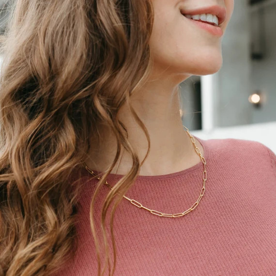 Chunky Link Chain Necklace | Paperclip Necklace | Gold Chain Necklace | Etsy (US)