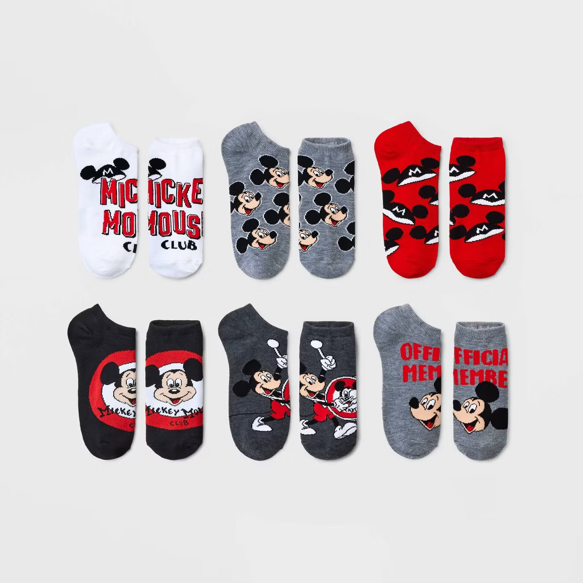 Women's Disney 100 Mickey Mouse Clubhouse 6pk Low Cut Socks - Assorted Colors 4-10 | Target