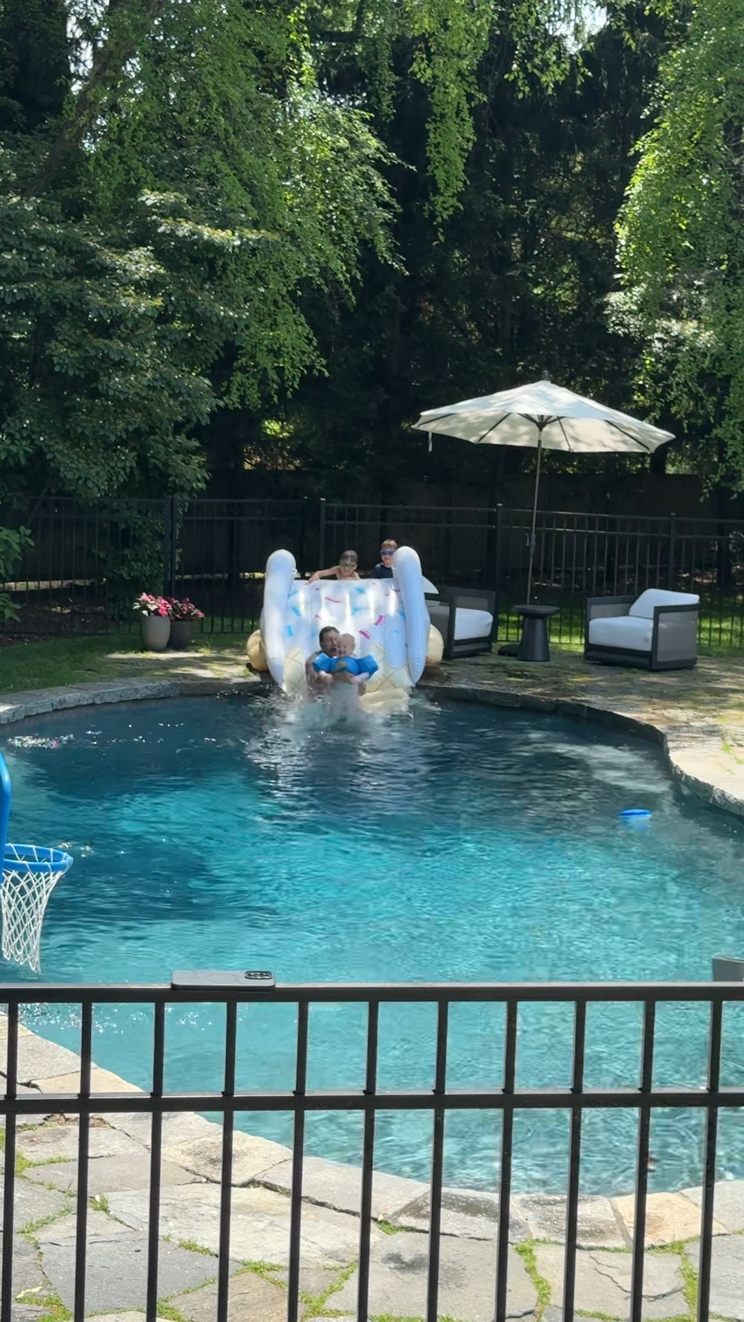 we got this water slide last year and has been a huge hit with the kids. you can attach a hose too and it sprays water over top to become an actual water slide and also if you don’t use just in the pool

#LTKmomlife #LTKSwim #LTKKids