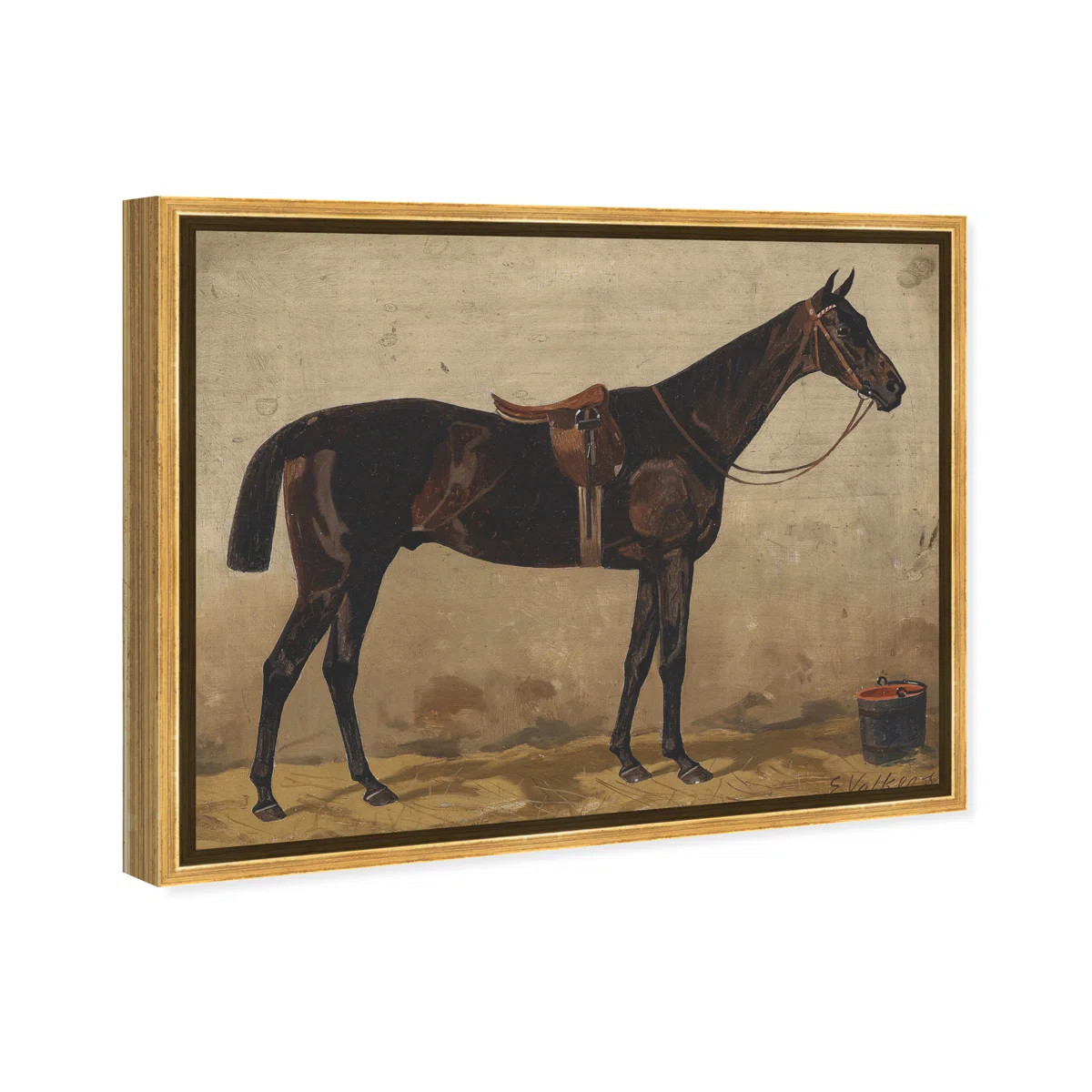 Brauner Im Stall Farm Animals by Emil Volkers - on Canvas | Wayfair North America
