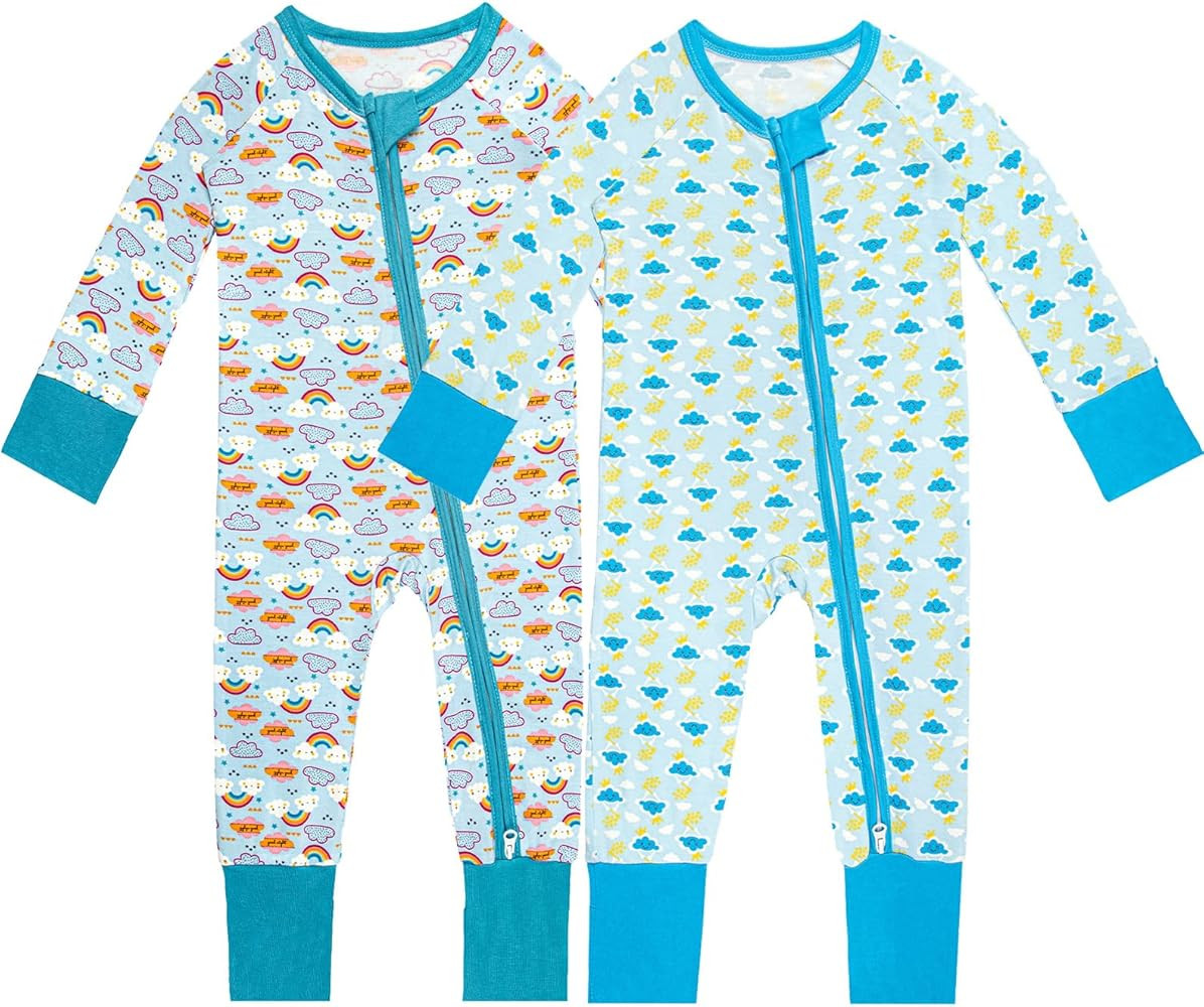 Rayon of Bamboo Pajamas Rompers 2 Way Zipper Long Sleeve Footless Rompers | Amazon (US)