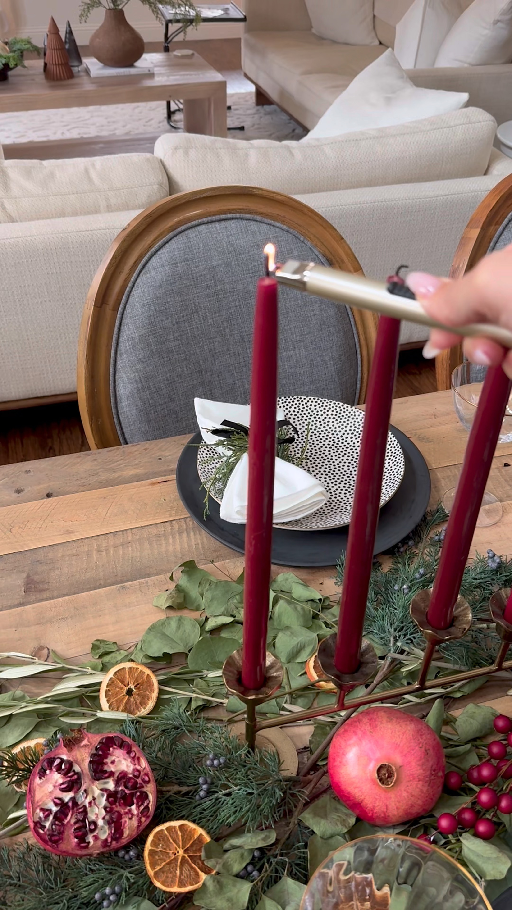 My first Christmas tabelscape of the season. I did use fresh greenery and pomegranates and oranges but this candelabra is new from target! Christmas tablescape inspo - holiday tabelscape inspo - 

#LTKSeasonal #LTKHoliday #LTKhome